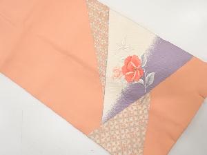 未使用品　幾何学に花模様　刺繍　名古屋帯